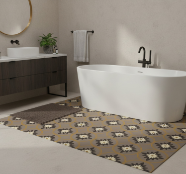 Bathroom mat in hydraulic brown cement pattern - TenStickers
