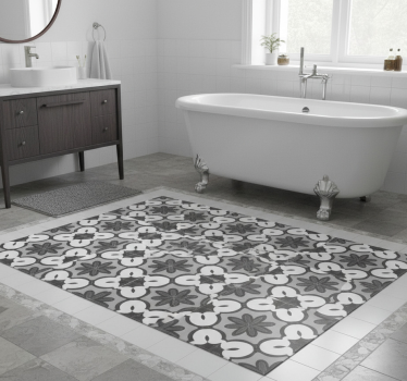 Bathroom mat in hydraulic gray gracia style - TenStickers