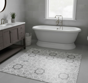 Bathroom mat in moroccan gray tile design - TenStickers