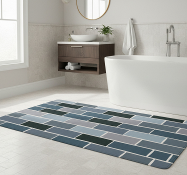 Bathroom mat in stone gray brick pattern - TenStickers