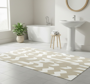 Bathroom mat in white and beige geometric design - TenStickers