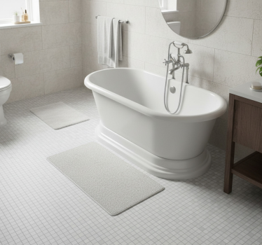 Bathroom mat in white grey tile mosaic - TenStickers