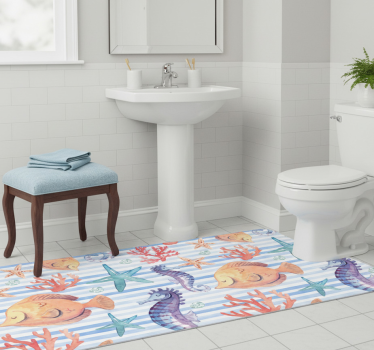 Bathroom mat sea life tiles design - TenStickers