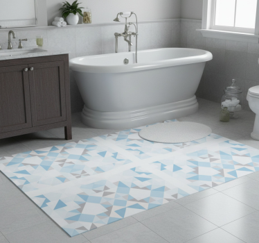 Bathroom mat vintage blue grey tiles sticker - TenStickers