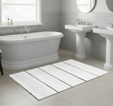 Bathroom mat vintage wood vertical striped design - TenStickers