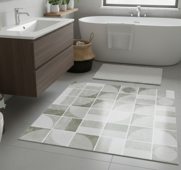 Bathroom mat with abstract grey interlocking shapes - TenStickers