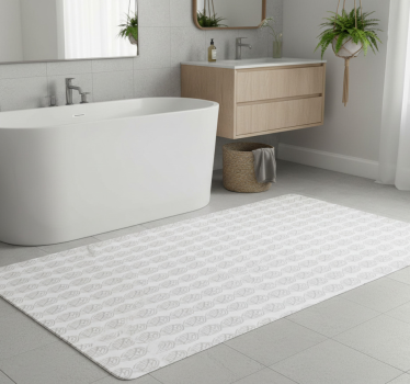 Bathroom mat with grey leaf-shaped pattern - TenStickers