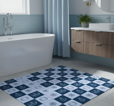 Bathroom mat with marine symbol tiles - TenStickers