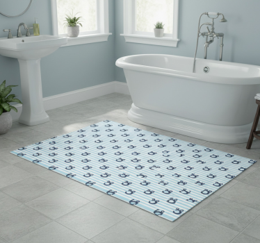Bathroom mat with navy blue vertical stripes - TenStickers