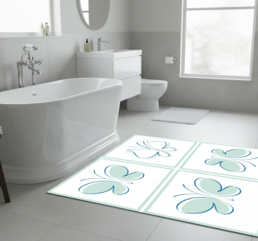 Bathroom mat with silhouetted tile butterflies - TenStickers
