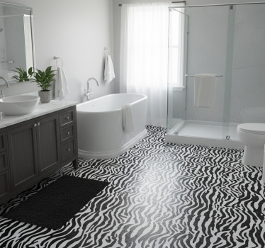 Bathroom mat zebra print shower curtain design - TenStickers