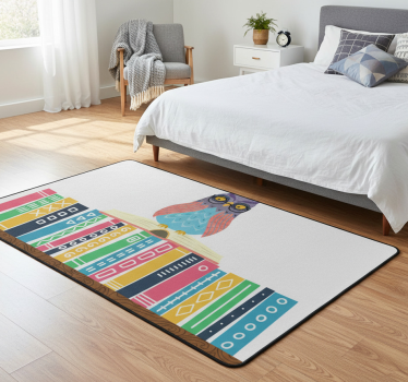 Bedroom carpet cartoon owl with glasses - TenStickers