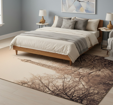 Bedroom carpet eiffel tower trees vinyl photo - TenStickers