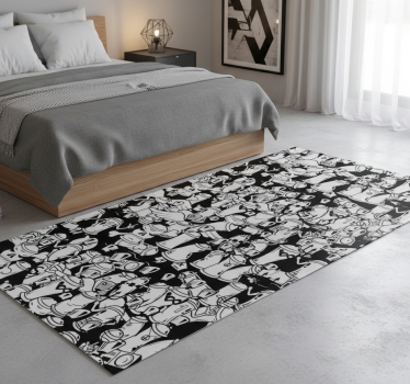 Bedroom carpet featuring black and white spray cans - TenStickers