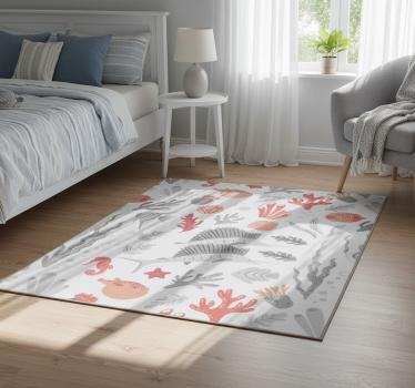 Bedroom carpet featuring marine life illustration - TenStickers