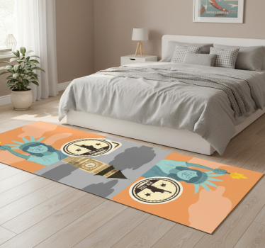 Bedroom carpet featuring nyc and london collage - TenStickers