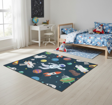 Bedroom carpet featuring spaceship designs - TenStickers