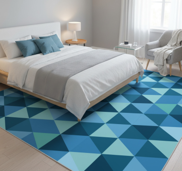 Bedroom carpet geometric squares in blue - TenStickers