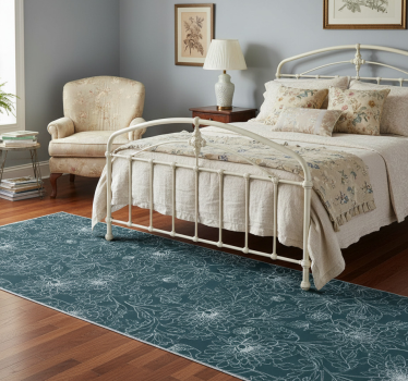 Bedroom carpet grandmillennial white flowers - TenStickers