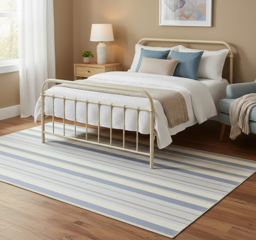 Bedroom carpet in 80's blue and beige stripes - TenStickers