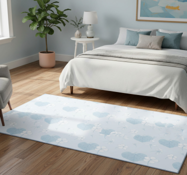 Bedroom carpet in 80's scenic floral blue pattern - TenStickers