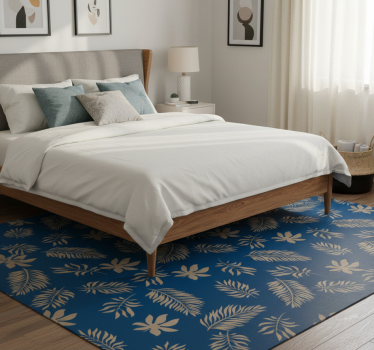 Bedroom carpet in african style blue floral design - TenStickers