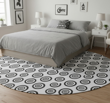 Bedroom carpet in black and white spiral design - TenStickers