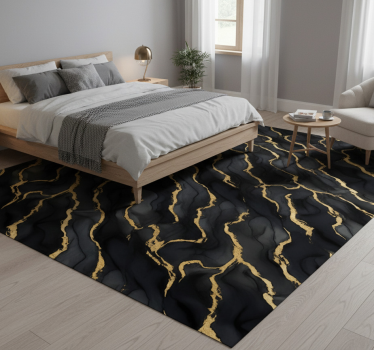 Bedroom carpet in black marble with gold motif - TenStickers