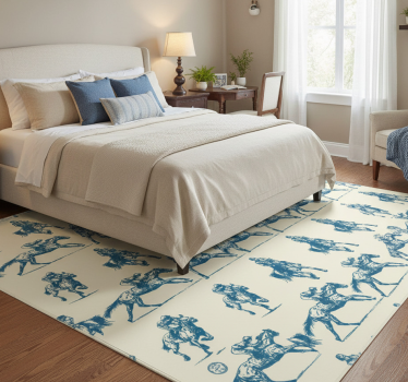 Bedroom carpet in blue and beige horse pattern - TenStickers