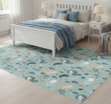 Bedroom carpet in blue magic mermaid pattern - TenStickers