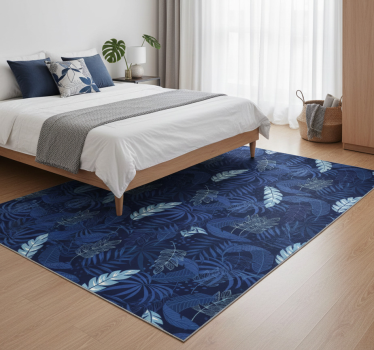 Bedroom carpet in blue maranta and panther design - TenStickers