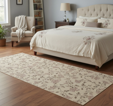 Bedroom carpet in brown vintage rose pattern - TenStickers