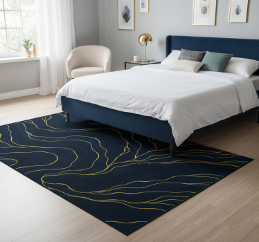 Bedroom carpet in dark blue and gold marble - TenStickers