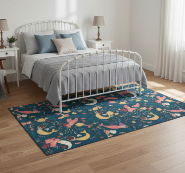 Bedroom carpet in dark blue mermaid pattern - TenStickers