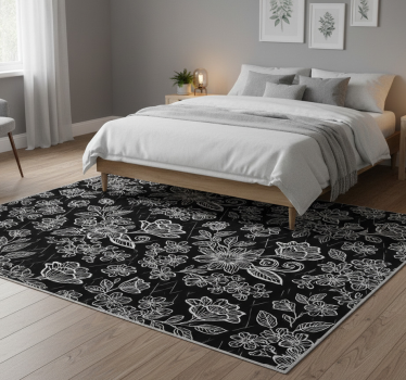 Bedroom carpet in dark floral design - TenStickers