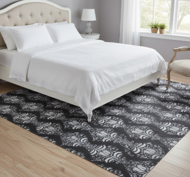 Bedroom carpet in french provincial black and white pattern - TenStickers