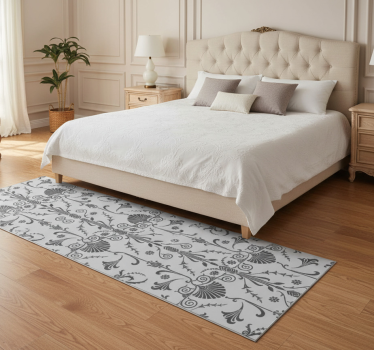 Bedroom carpet in french provincial gray floral design - TenStickers