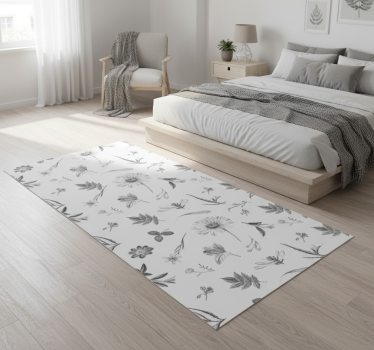 Bedroom carpet in gray spring flowers - TenStickers