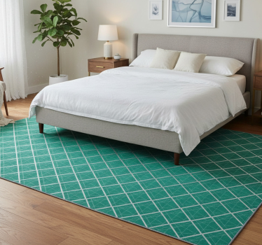 Bedroom carpet in green tile design - TenStickers