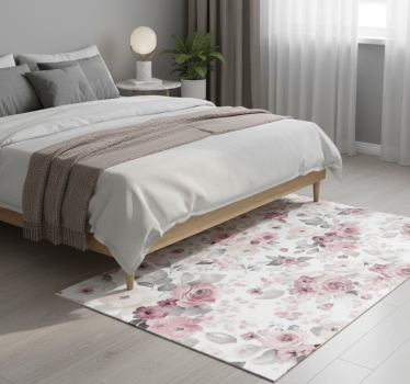 Bedroom carpet in grey delicate blossom pattern - TenStickers