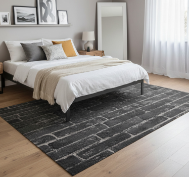 Bedroom carpet in grey stone brick design - TenStickers