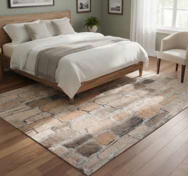 Bedroom carpet in light brown stone brick pattern - TenStickers