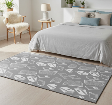 Bedroom carpet in nordic grey poetry design - TenStickers