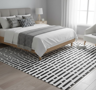 Bedroom carpet in nordic style black and white rectangles - TenStickers