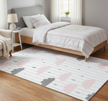 Bedroom carpet in pink and grey clouds - TenStickers