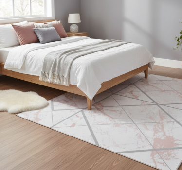Bedroom carpet in pink and grey marble outline - TenStickers