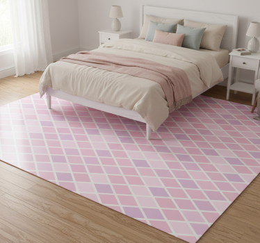 Bedroom carpet in pink and white rhombus design - TenStickers