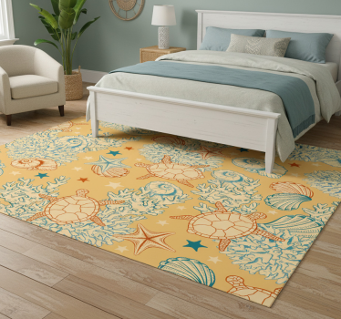 Bedroom carpet in soft colors of undersea life - TenStickers