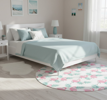 Bedroom carpet in tropical flamenco pattern - TenStickers