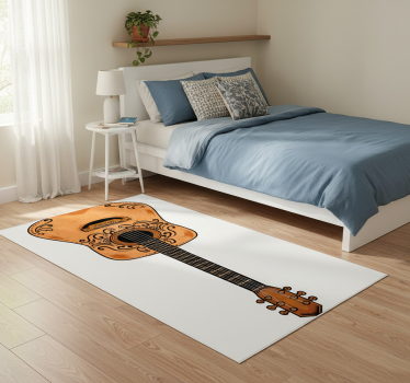 Bedroom carpet in vibrant orange guitar design - TenStickers